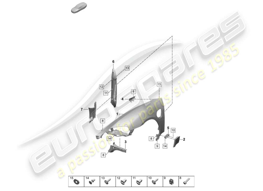 porsche 2025 (taycan 9j1-2) wing-teilediagramm