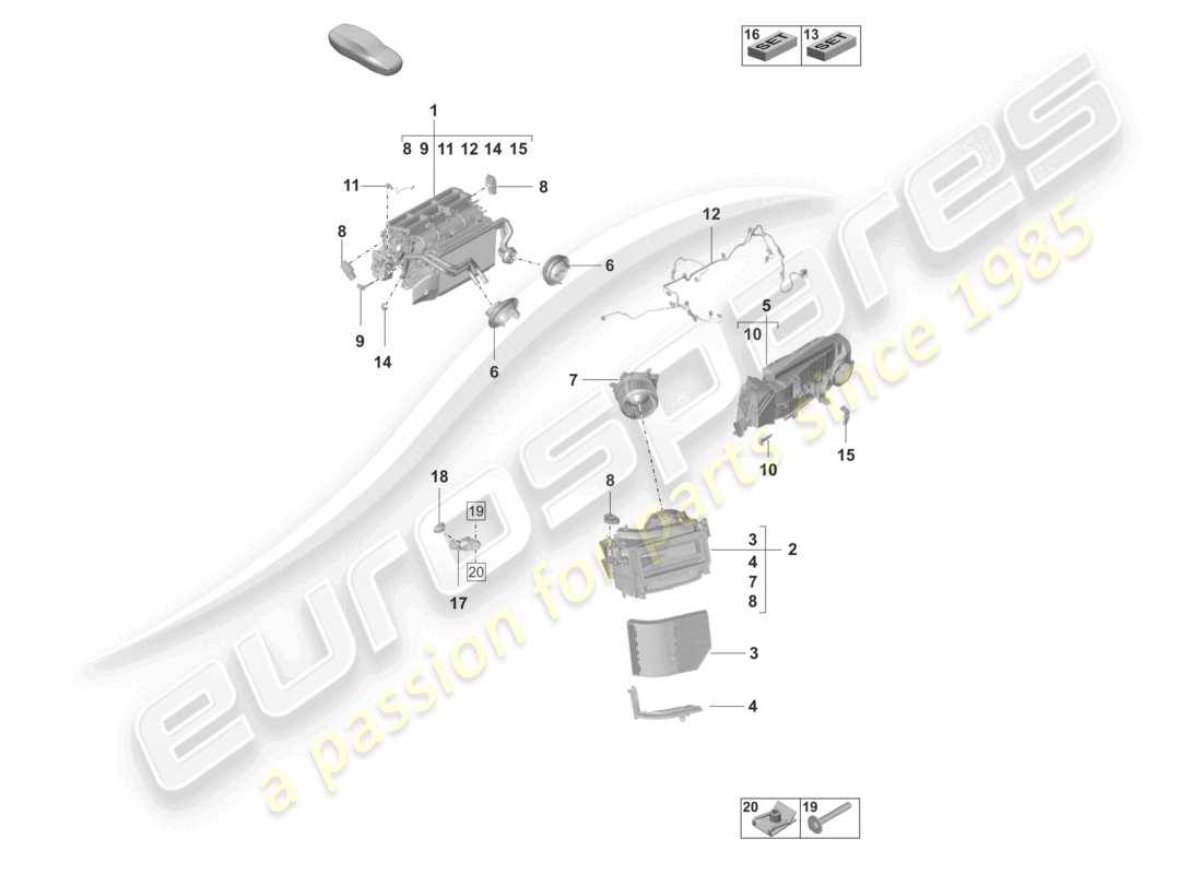 porsche 2021 (taycan 9j1-1) klimaanlage linkslenker heizungs-, lüftungs- und klimaanlage teilediagramm