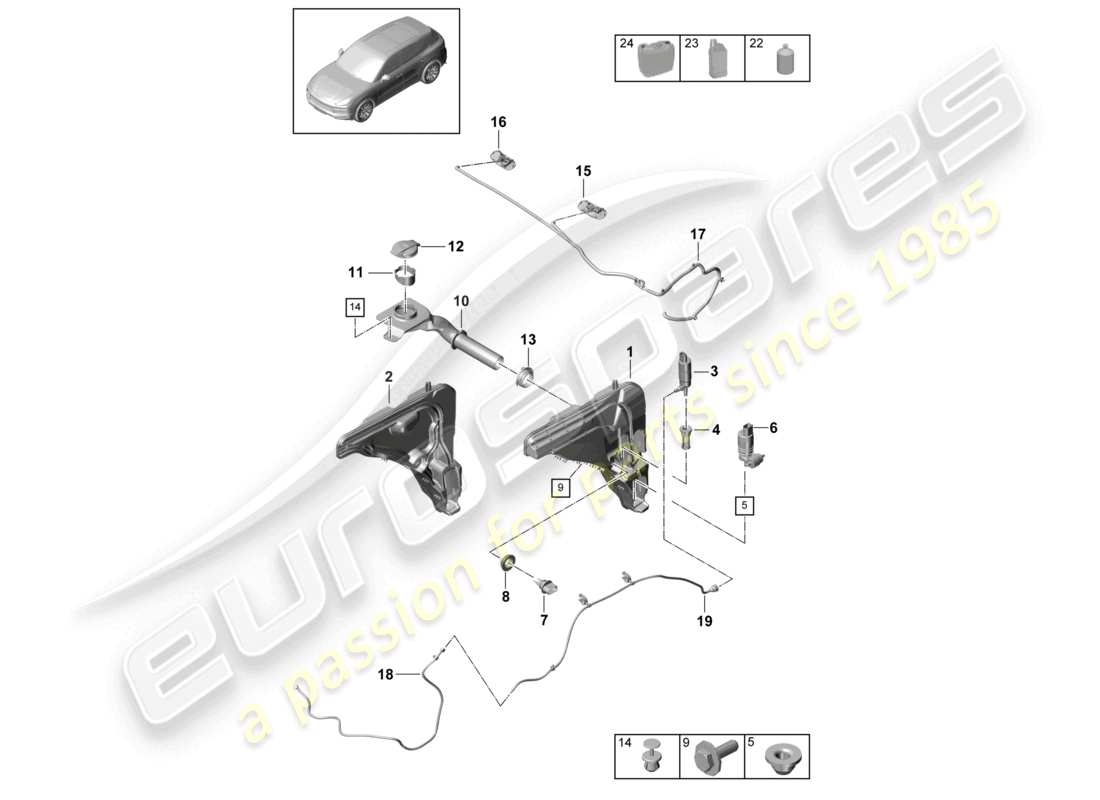 porsche 2023 (cayenne e3 9ya/9yb) scheibe teilediagramm