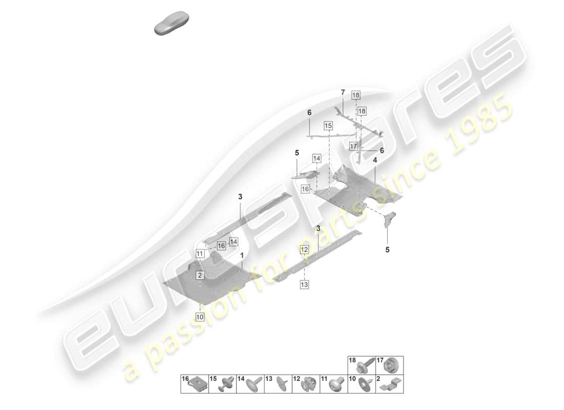 porsche 2021 (taycan 9j1-1) unterbodenverkleidung teilediagramm