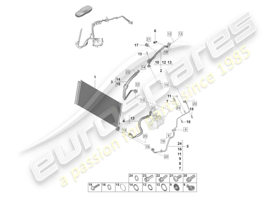 porsche 2021 (panamera 971-2) kältemittelkreislauf v8 bt r1234yf kühlmittel teilediagramm
