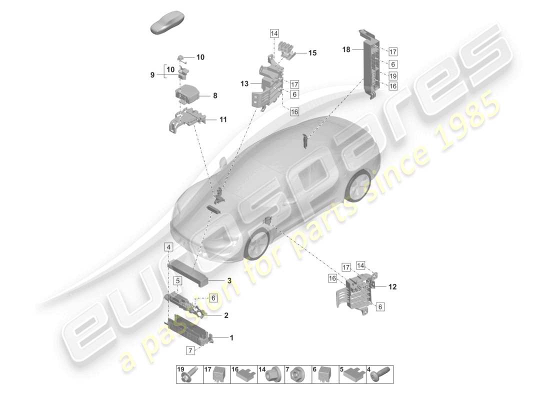 porsche 2020 (taycan 9j1-1) central electrics ersatzteildiagramm