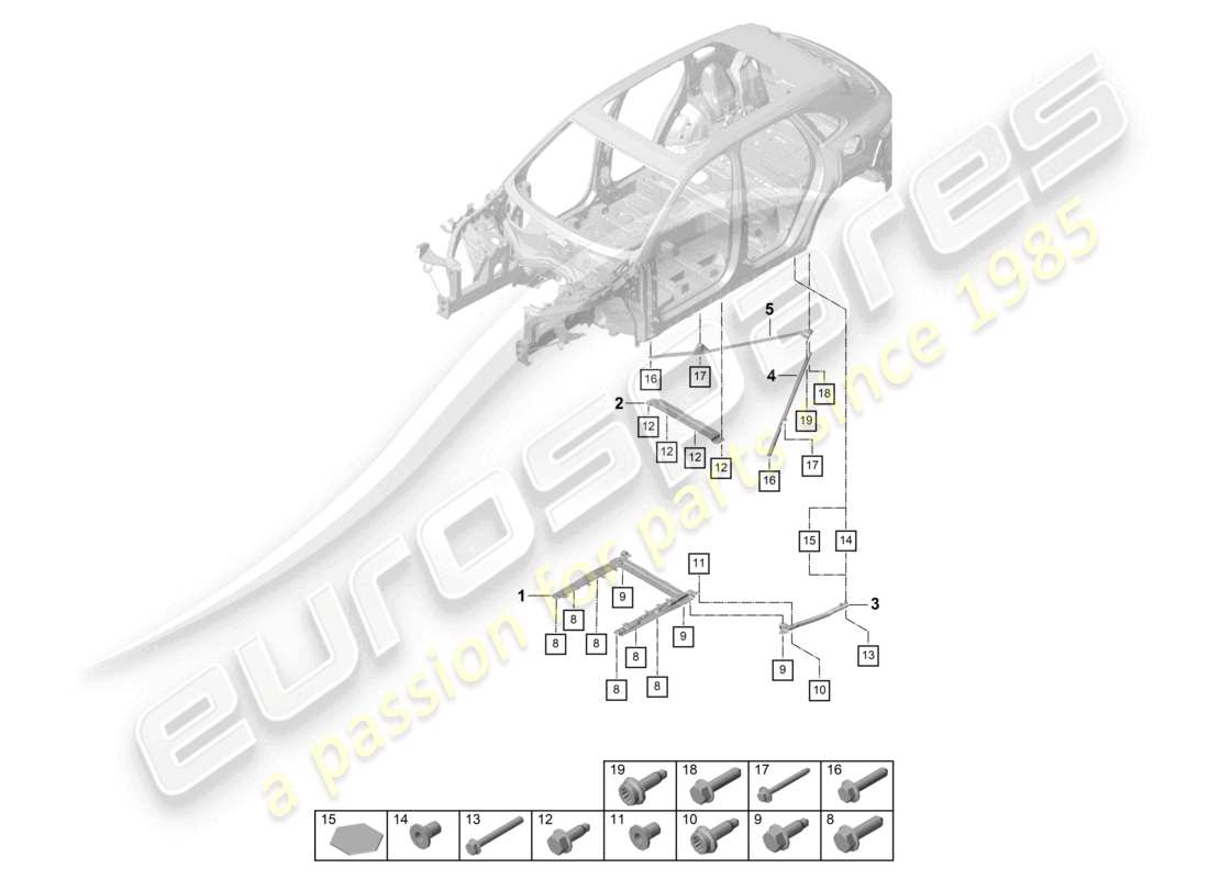 porsche 2022 (cayenne e3 9ya/9yb) domstrebe hinten teilediagramm
