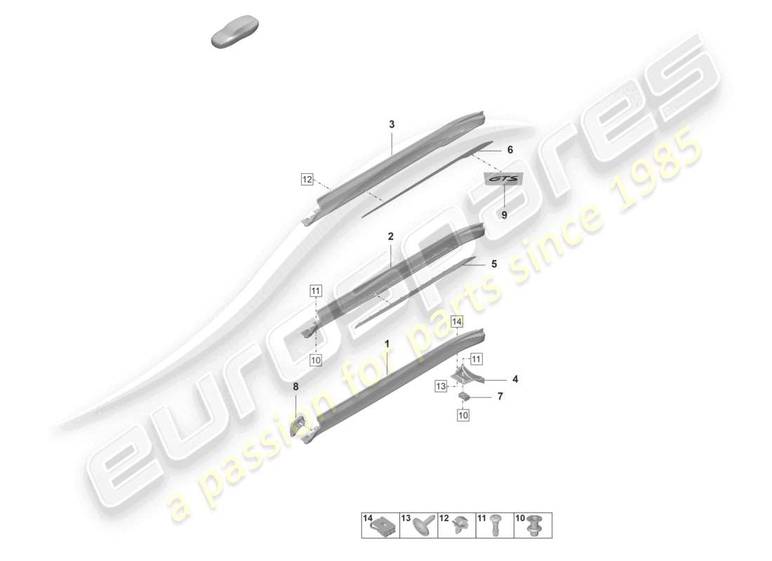 porsche 2021 (taycan 9j1-1) seitenschwellerverkleidung zubehör teileübersicht