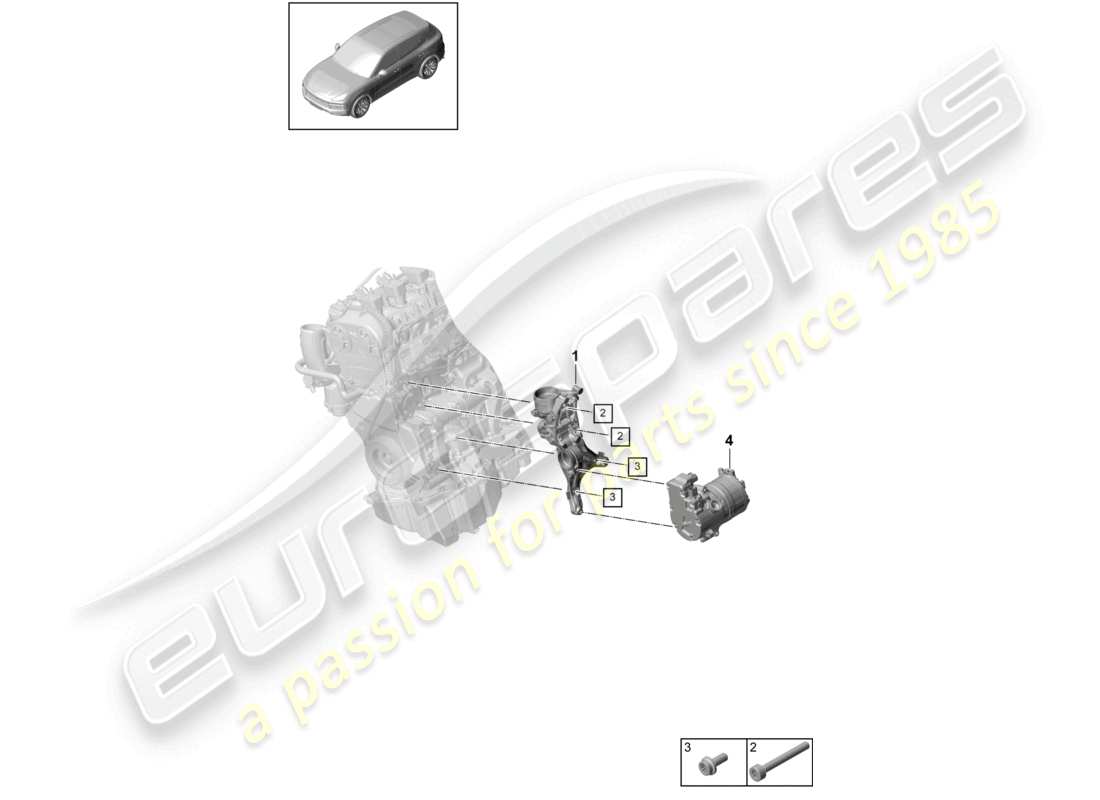 porsche 2022 (cayenne e3 9ya/9yb) poly-v-riemen riemenspanner dämpfer teilediagramm