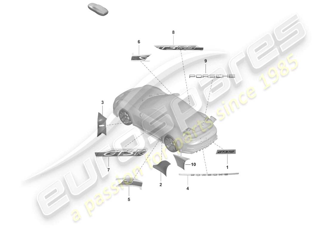 porsche 2022 (992-1 gt3/rs/st) beschriften/beschriftungen ersatzteil-diagramm