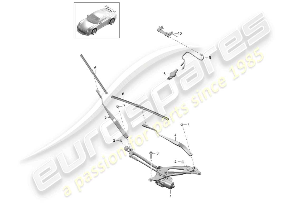 porsche 2021 (991-2 r/gt3/rs) scheibenwischeranlage kompl. regensensor ersatzteilübersicht