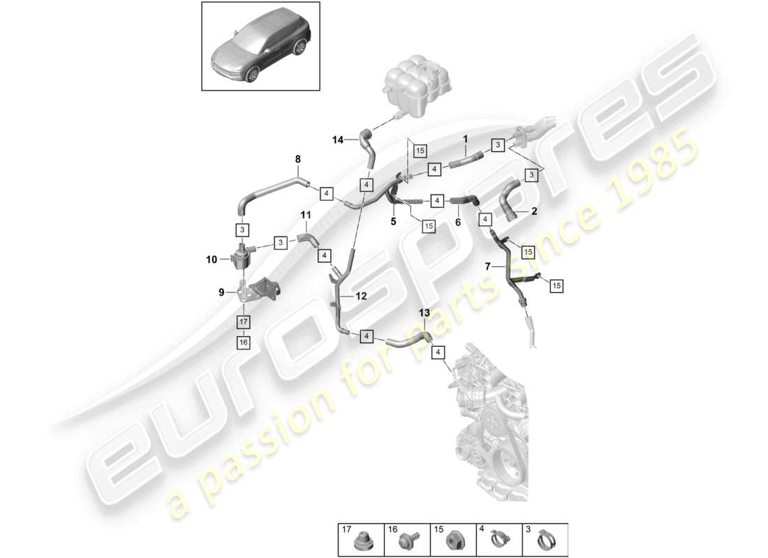 porsche 2022 (cayenne e3 9ya/9yb) heizung ohne: zusatzheizung teilediagramm