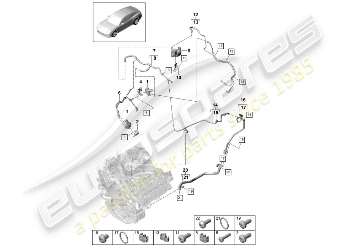 porsche 2021 (panamera 971-1) vakuumsystem abgasrückführung teilediagramm