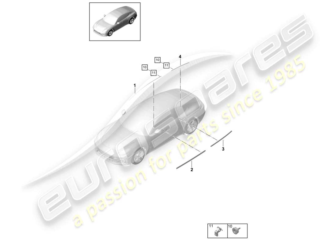 porsche 2021 (panamera 971-1) verkleidung der vorder- und hintertüren teilediagramm
