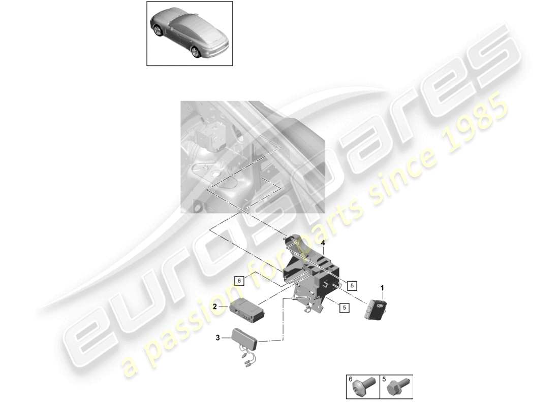 porsche 2021 (panamera 971-1) steuergerät für real time monitoring (rtm) und aerial part diagram