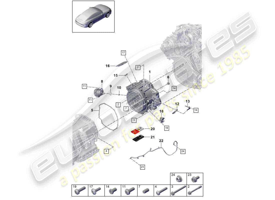 porsche 2021 (panamera 971-1) fahrmotor für elektrische antrieb teilediagramm