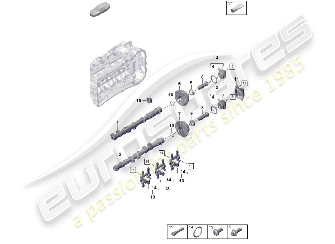 porsche 2022 (992-1 gt3/rs/st) nockenwelle nockenwellenversteller einheit teil diagramm