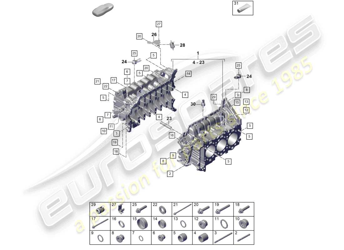 porsche 2024 (992-2 gt3/rs/st) kurbelgehäuse ersatzteildiagramm