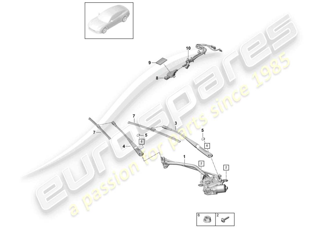 porsche 2021 (panamera 971-1) scheibenwischeranlage kompl. regensensor ersatzteilübersicht