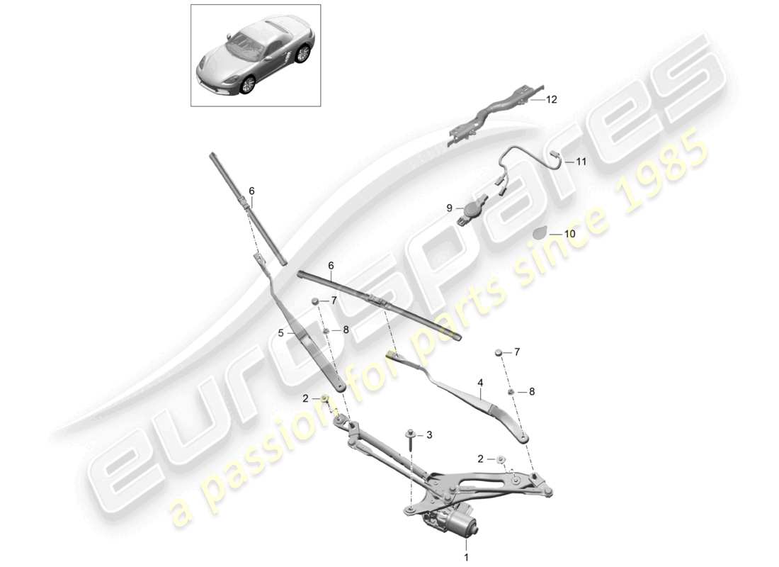 porsche 2021 (718 boxster) scheibenwischeranlage kompl. regensensor ersatzteilübersicht