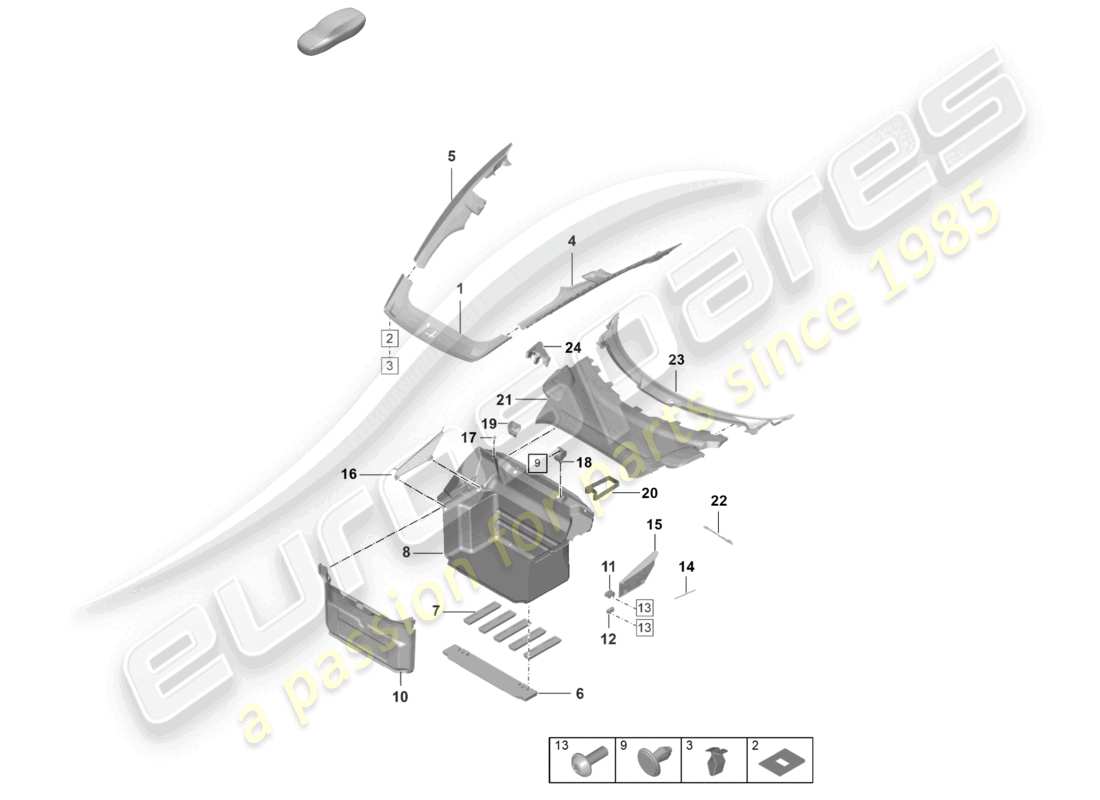 porsche 2021 (992-1 turbo / s) gepäckraumverkleidung ersatzteildiagramm