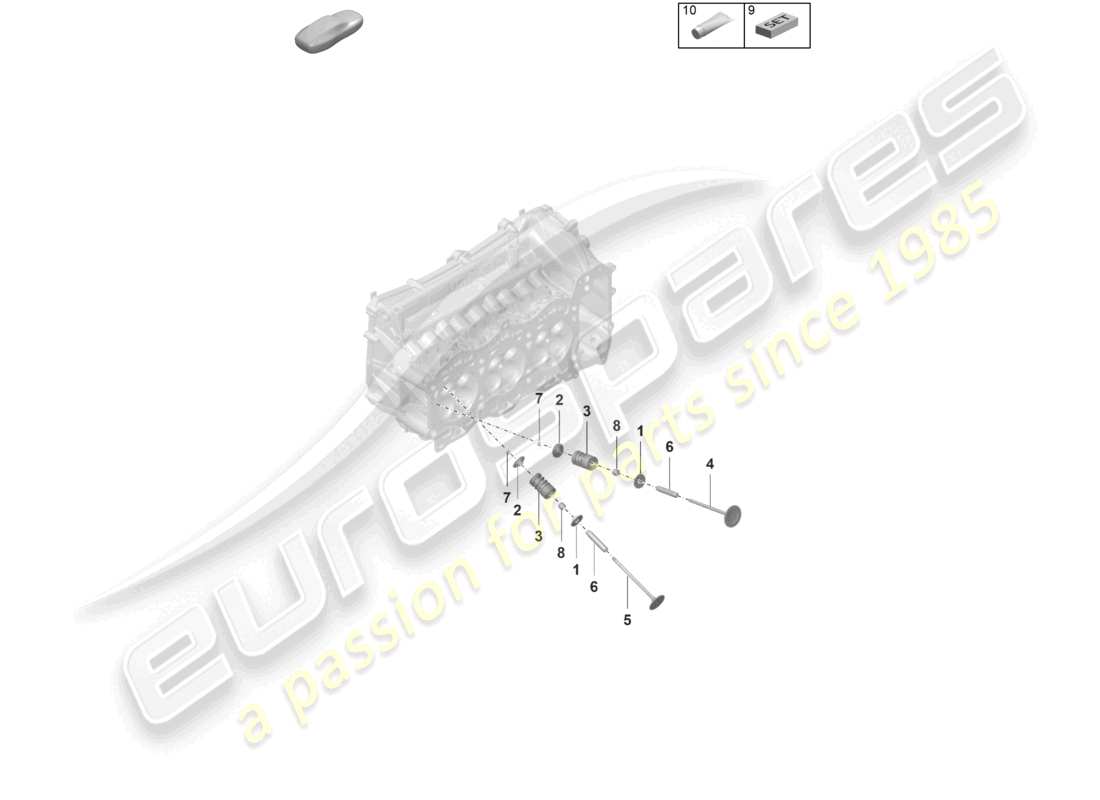porsche 2021 (992-1 gt3/rs/st) zylinderkopf einzelteile ventil teilediagramm