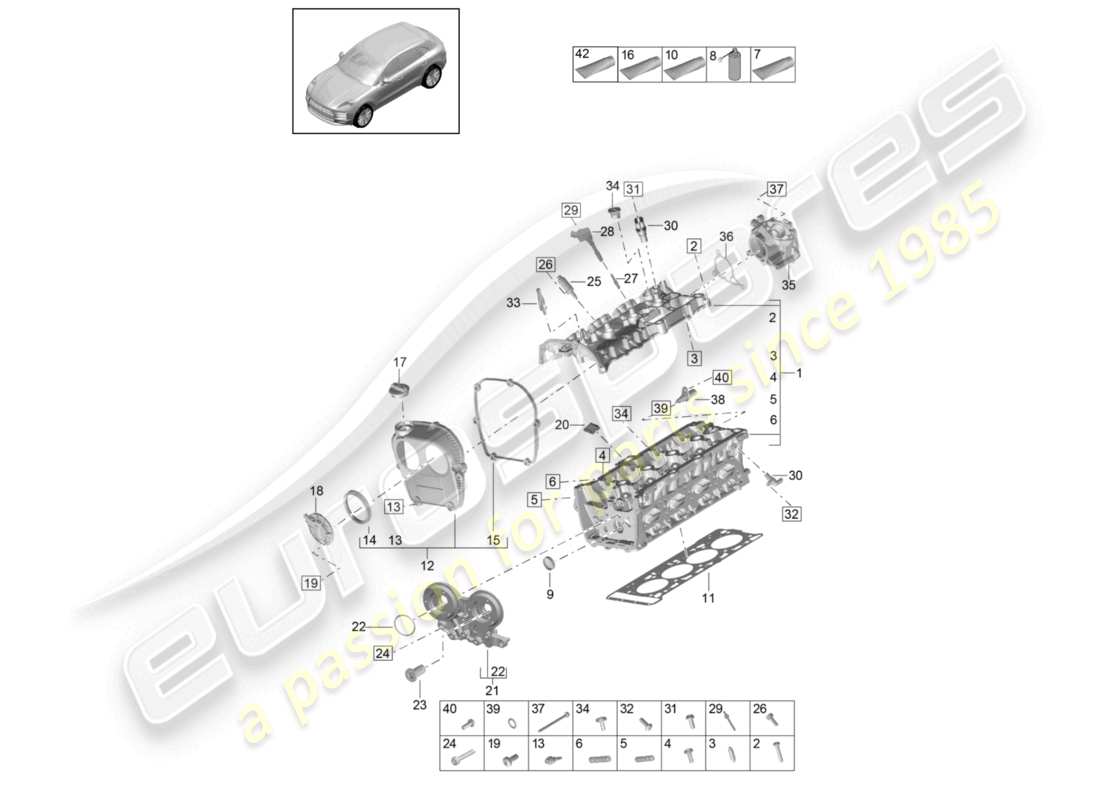 porsche 2021 (macan) zylinderkopf teilediagramm