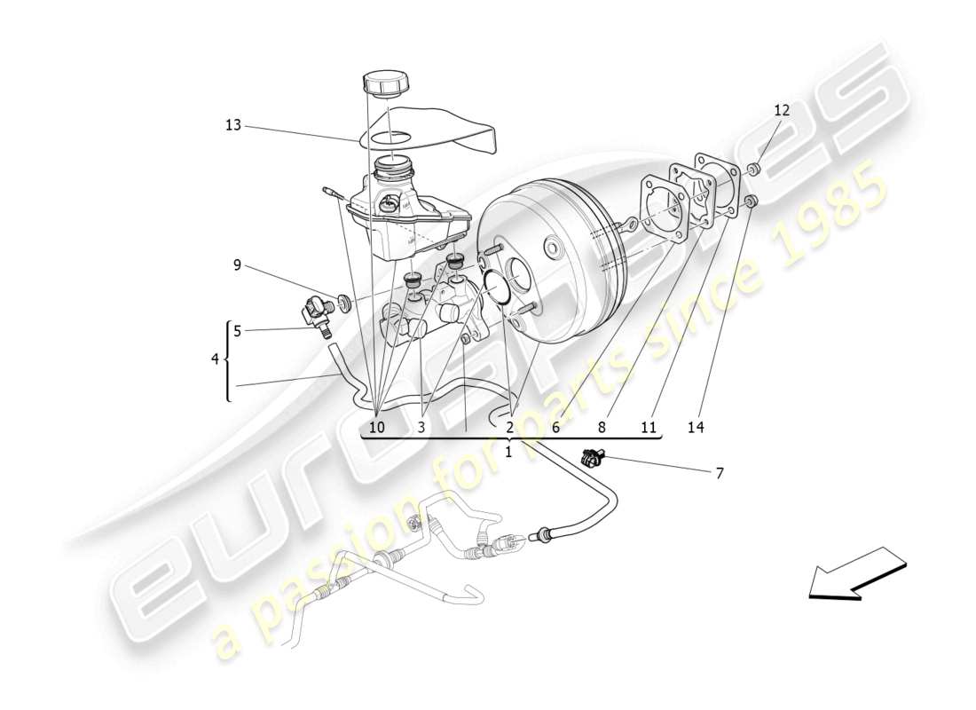 maserati ghibli (2018) bremsservosystem teilediagramm