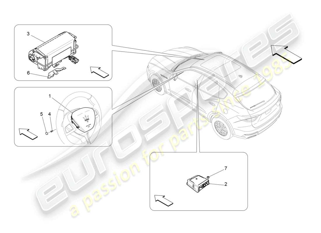 maserati levante gt (2022) front-airbag-system teilediagramm
