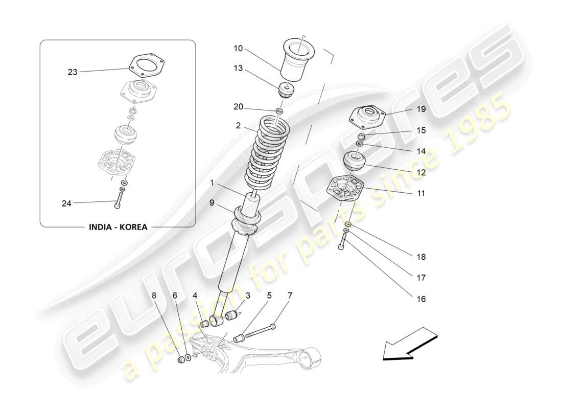 maserati granturismo mc stradale (2013) vordere stossdämpfereinrichtungen teilediagramm