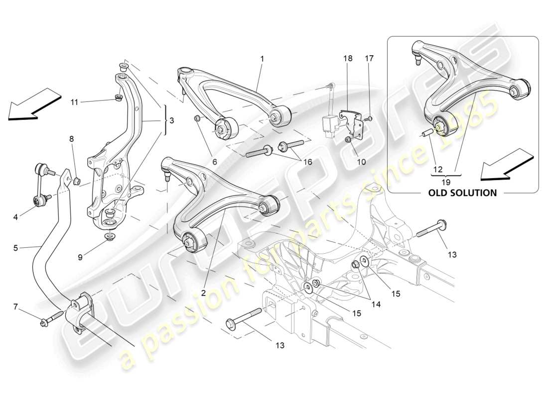 maserati ghibli (2015) vordere aufhängung teilediagramm