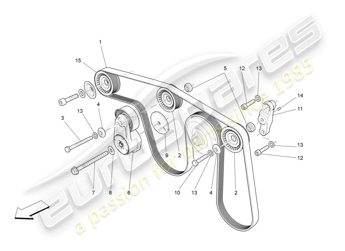 maserati levante gt (2022) zusatzgeräteriemen ersatzteildiagramm