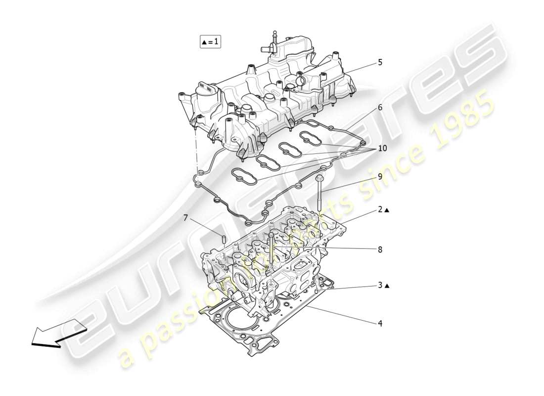 maserati levante gt (2022) zylinderkopf teilediagramm