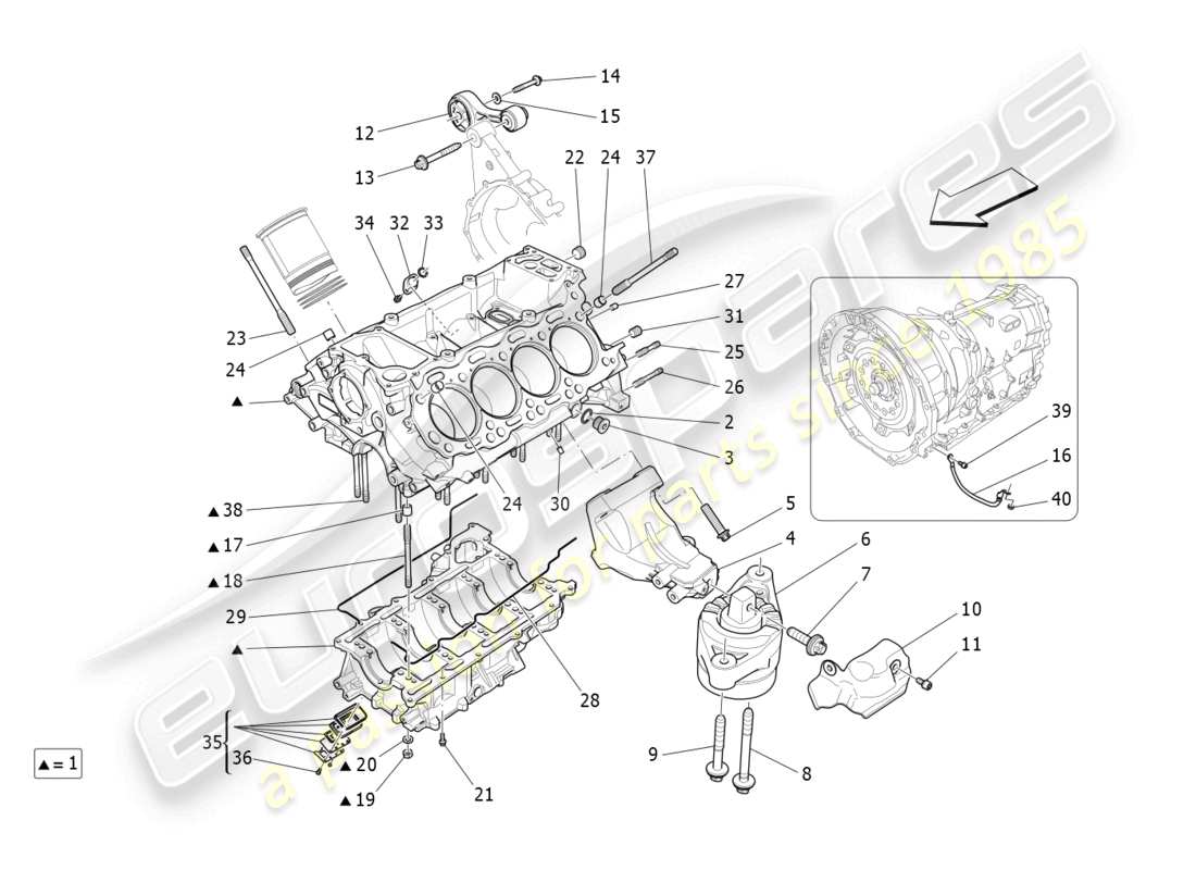 maserati quattroporte (2018) kurbelgehäuse-teilediagramm