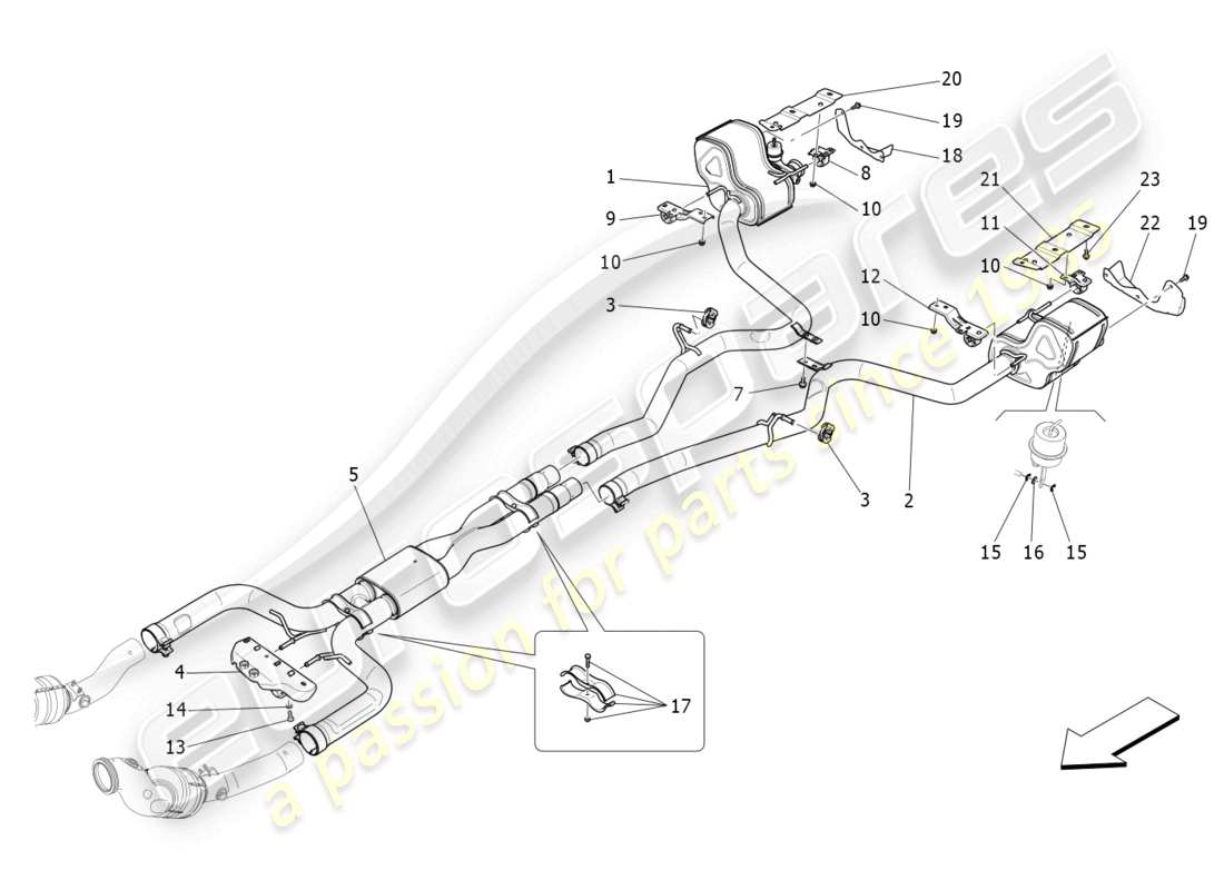 maserati levante trofeo (2020) schalldämpfer ersatzteildiagramm