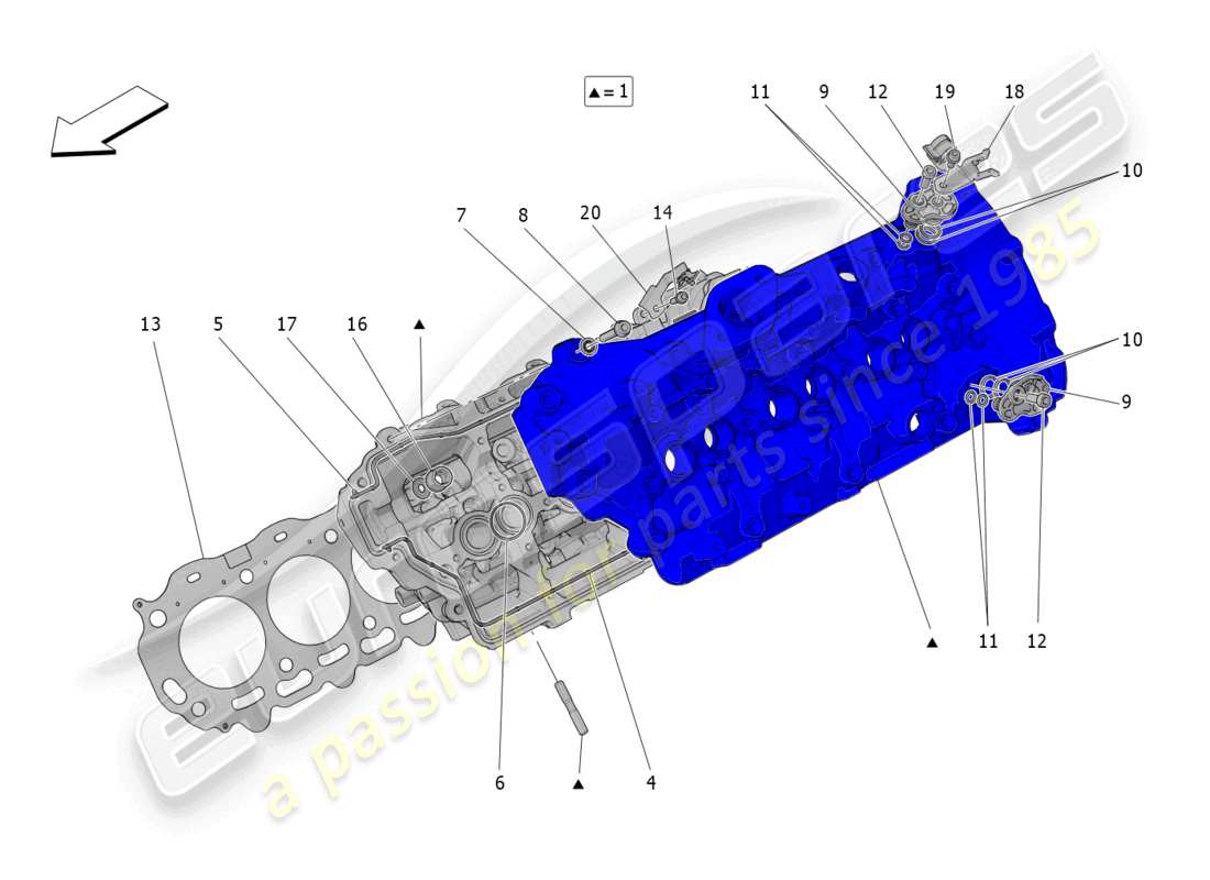 maserati grecale trofeo (2023) teilediagramm für linken zylinderkopf