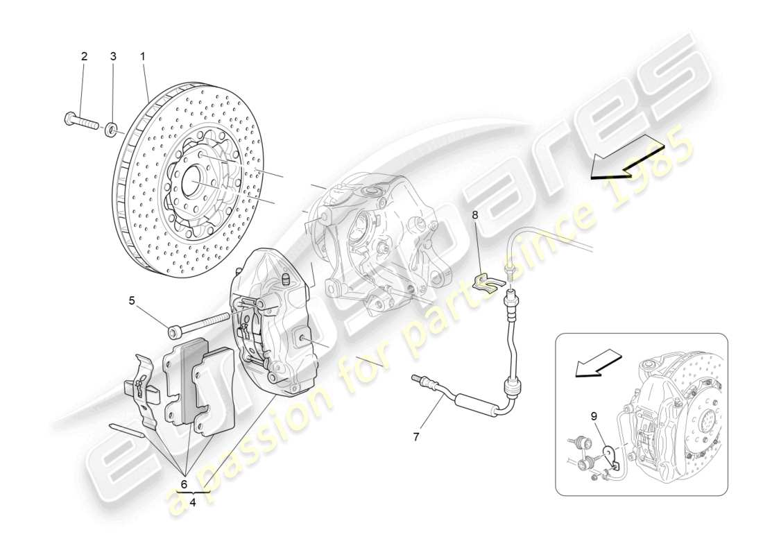 maserati granturismo mc stradale (2011) bremsvorrichtungen an den hinterrädern ersatzteildiagramm