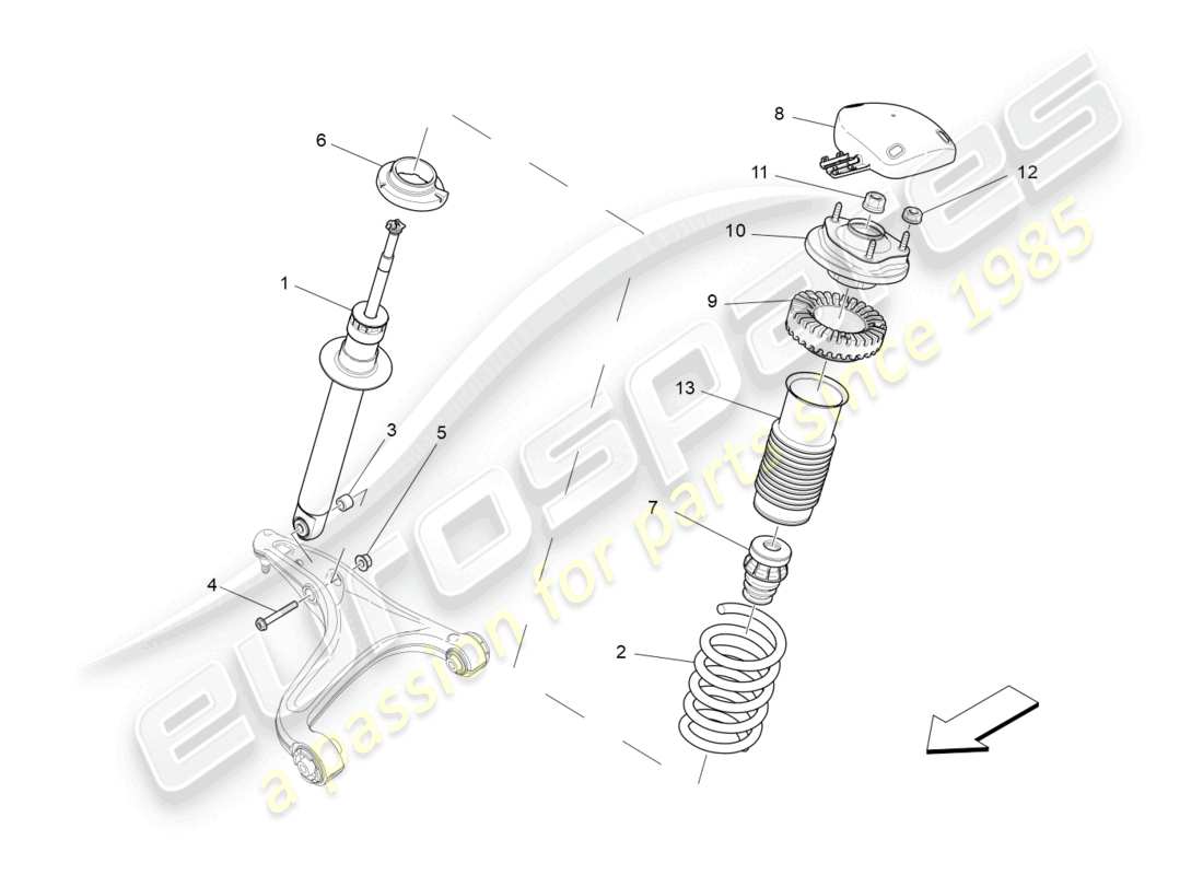 maserati quattroporte (2018) vordere stossdämpfereinrichtungen teilediagramm