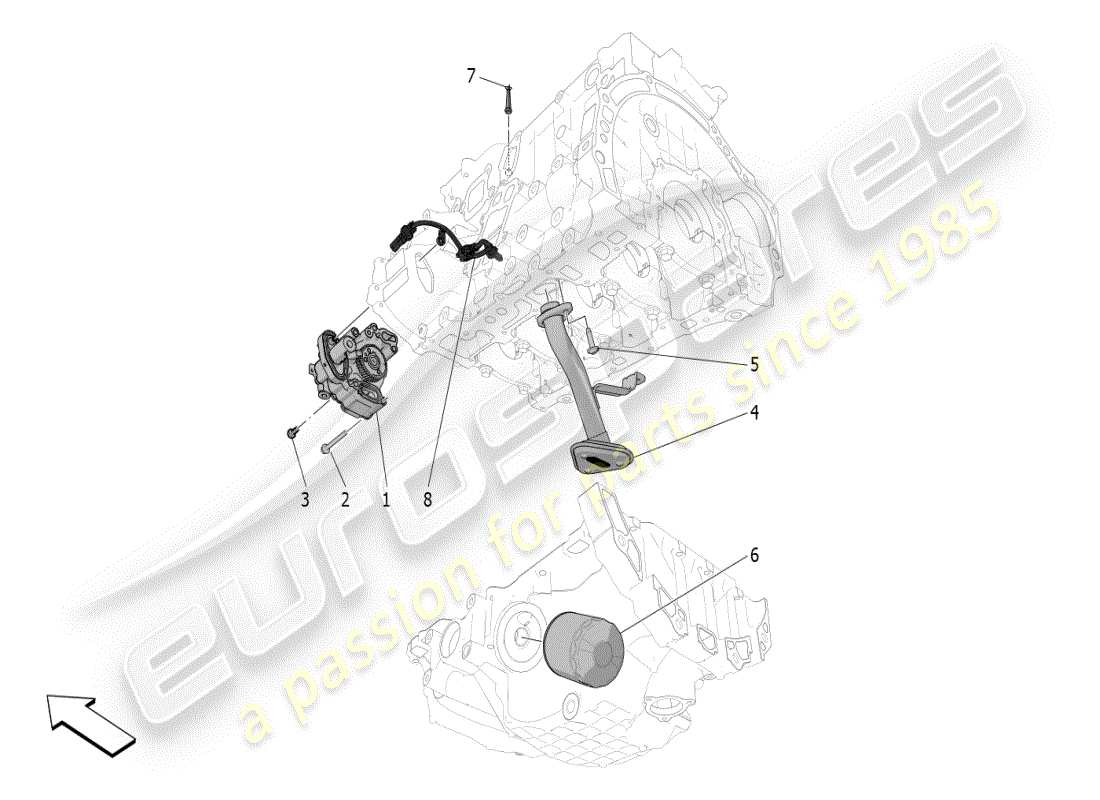 maserati grecale modena (2023) schmiersystem: pumpe und filter teilediagramm