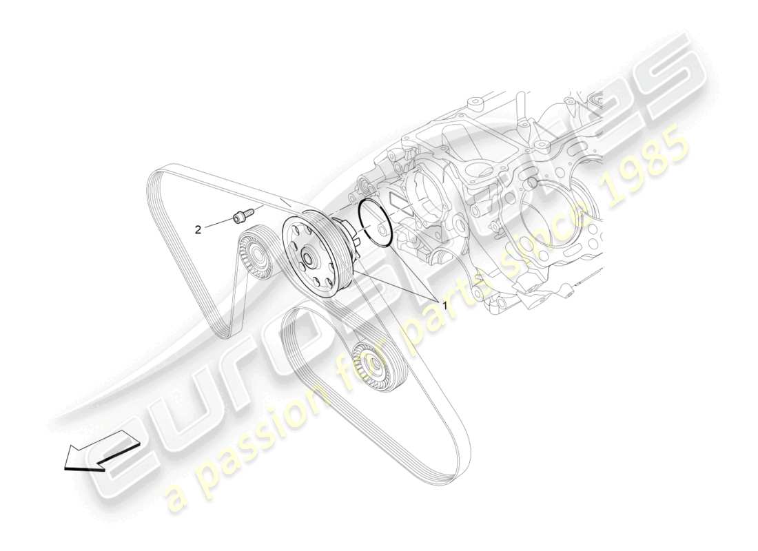 maserati levante trofeo (2020) kühlsystem: wasserpumpe teilediagramm