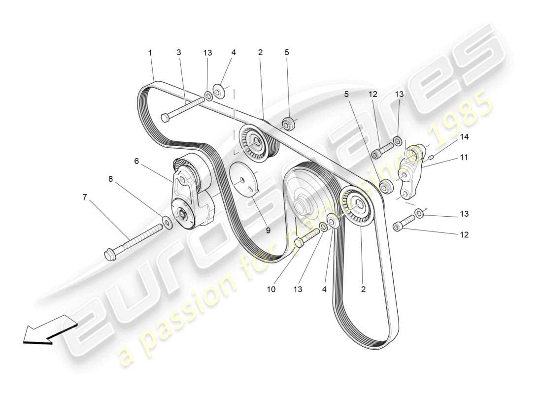 maserati levante (2017) zusatzgeräteriemen ersatzteildiagramm