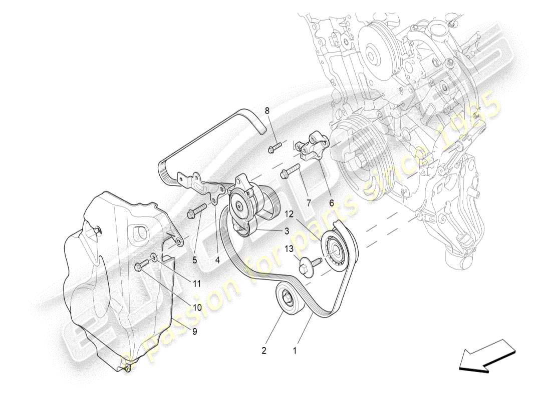 maserati ghibli (2021) zusatzgeräteriemen ersatzteildiagramm