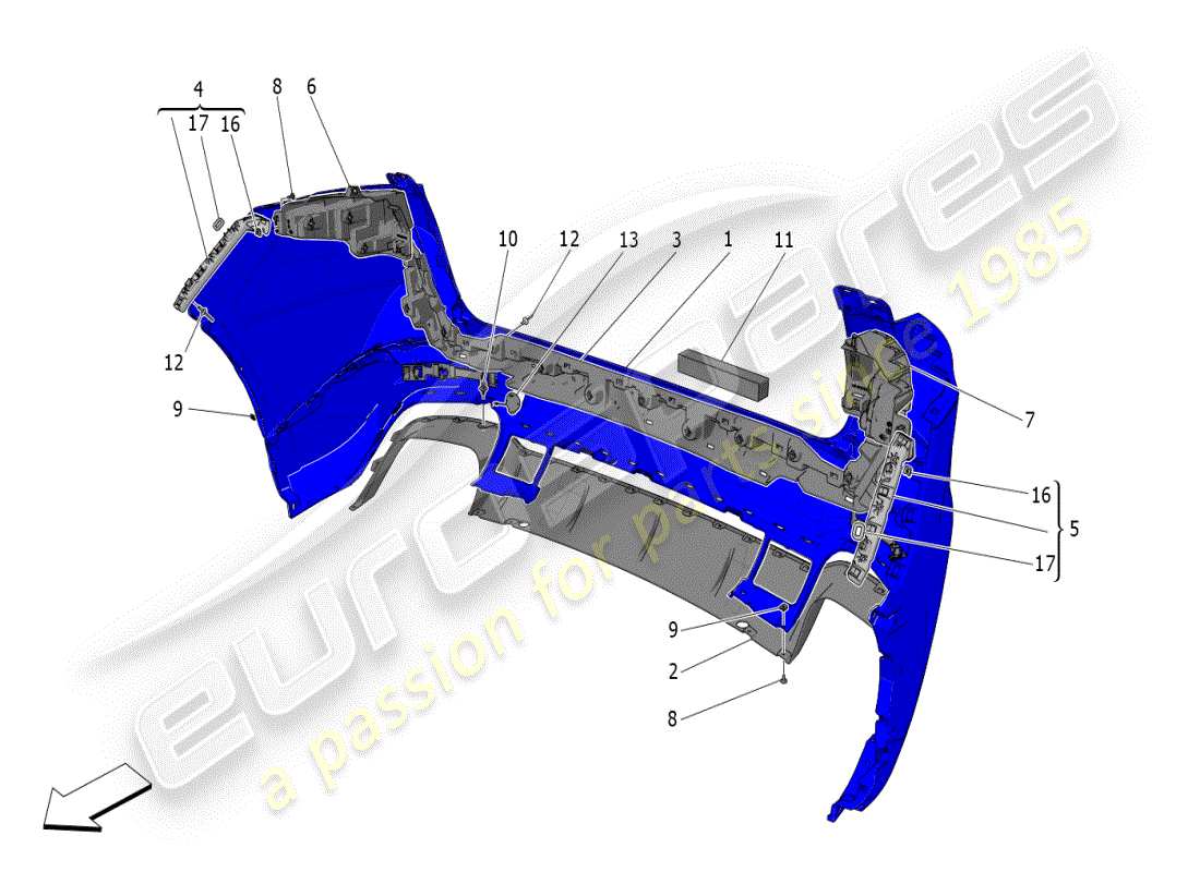 maserati grecale modena (2023) hintere stoßstange teilediagramm