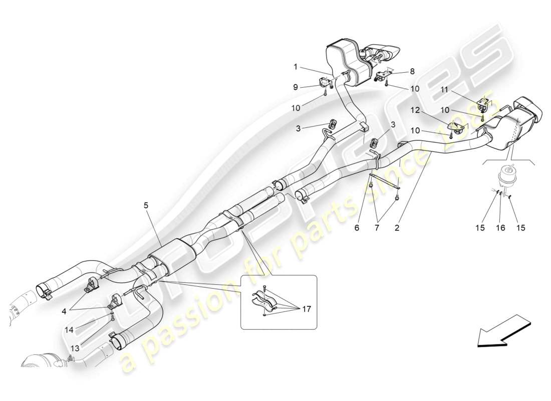 maserati quattroporte (2018) schalldämpfer ersatzteildiagramm