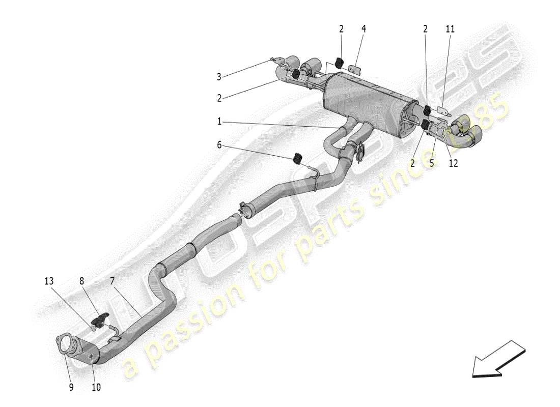 maserati grecale modena (2023) schalldämpfer ersatzteildiagramm