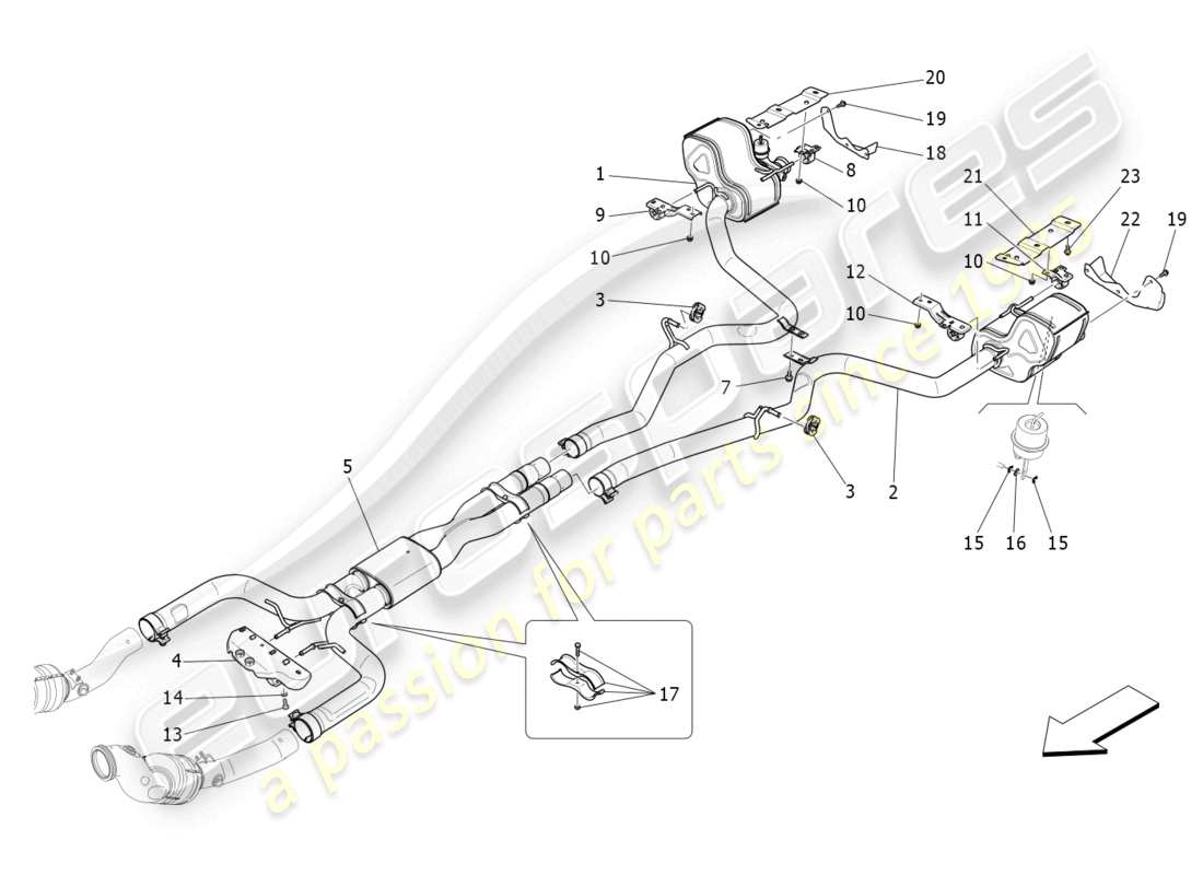 maserati levante (2018) schalldämpfer ersatzteildiagramm