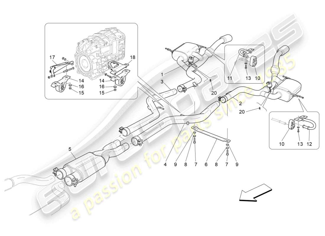 maserati granturismo mc stradale (2012) schalldämpfer ersatzteildiagramm