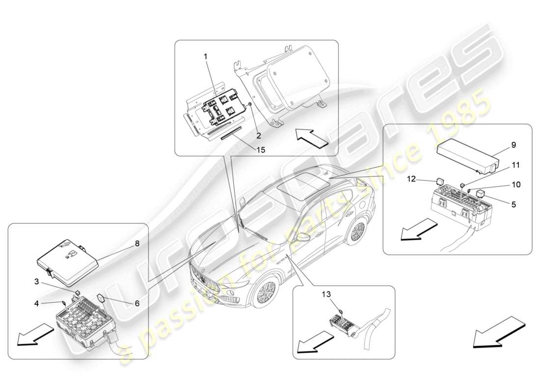 maserati levante modena (2022) relais, sicherungen und kästen teilediagramm