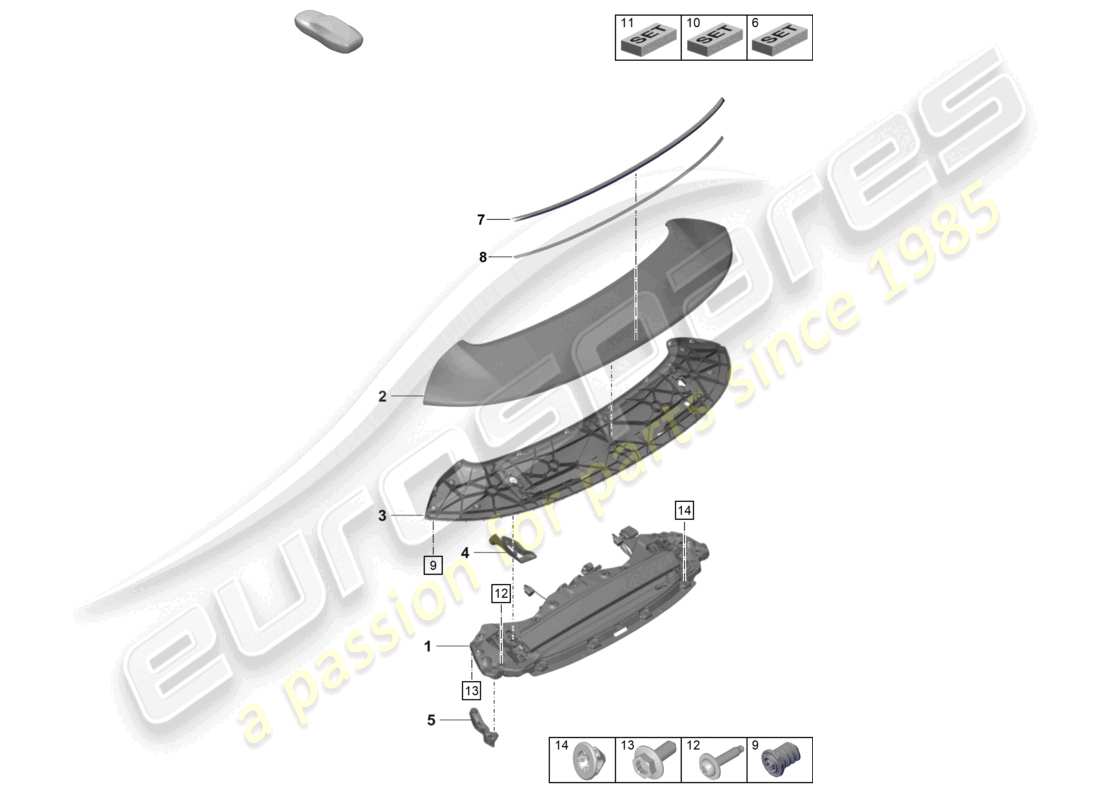 porsche 2026 (992-2 gt3/rs/st) heckspoiler teilediagramm