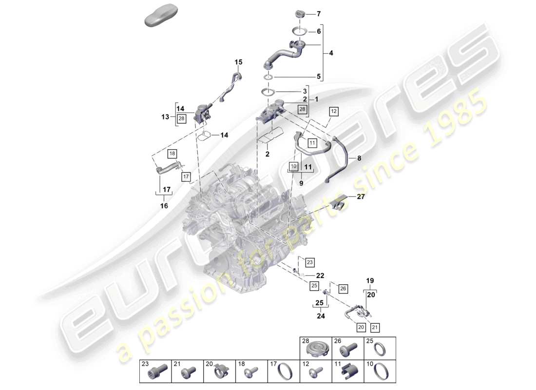 porsche 2025 (cayenne e3 pa) entlüftung für zylinderblock-ölabscheider teilediagramm