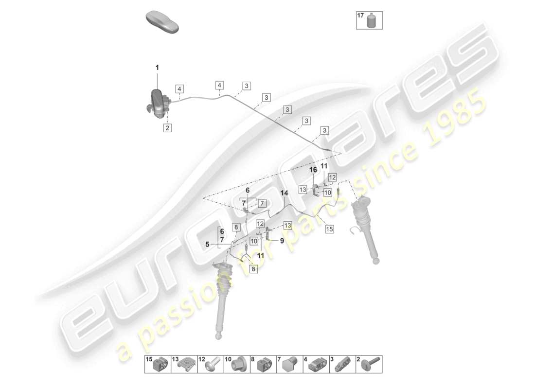 porsche 2026 (992-2 gt3/rs/st) adaptive federung hydraulikleitung teilediagramm
