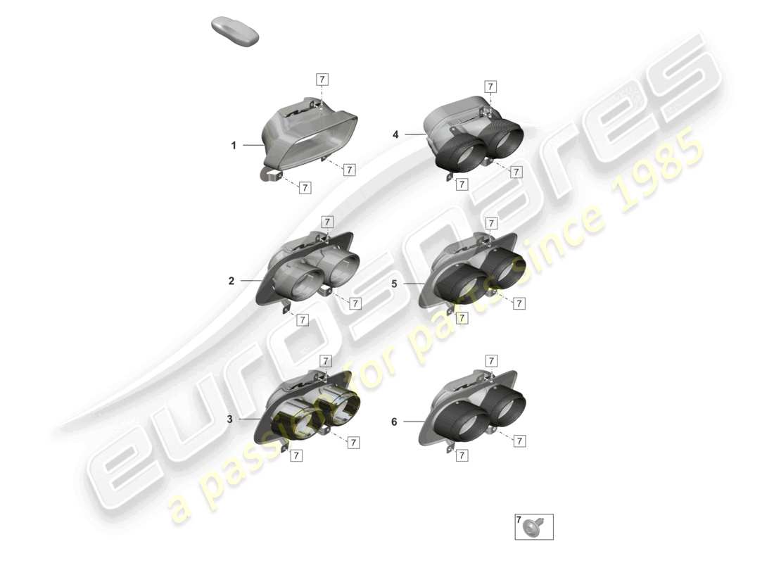 porsche 2023 (992-1) auspuffendrohr teilediagramm