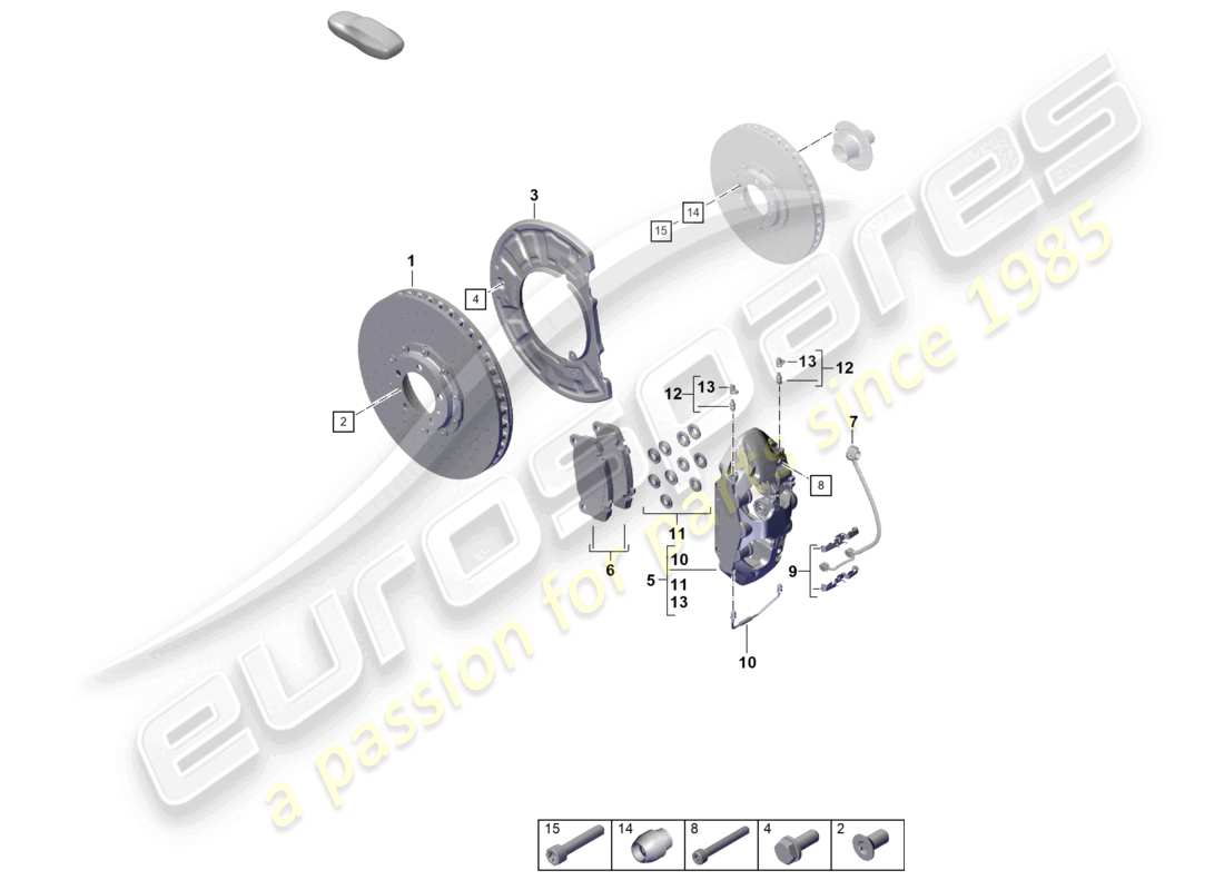 porsche 2024 (992-2) scheibenbremse pccb vorderachse ersatzteildiagramm