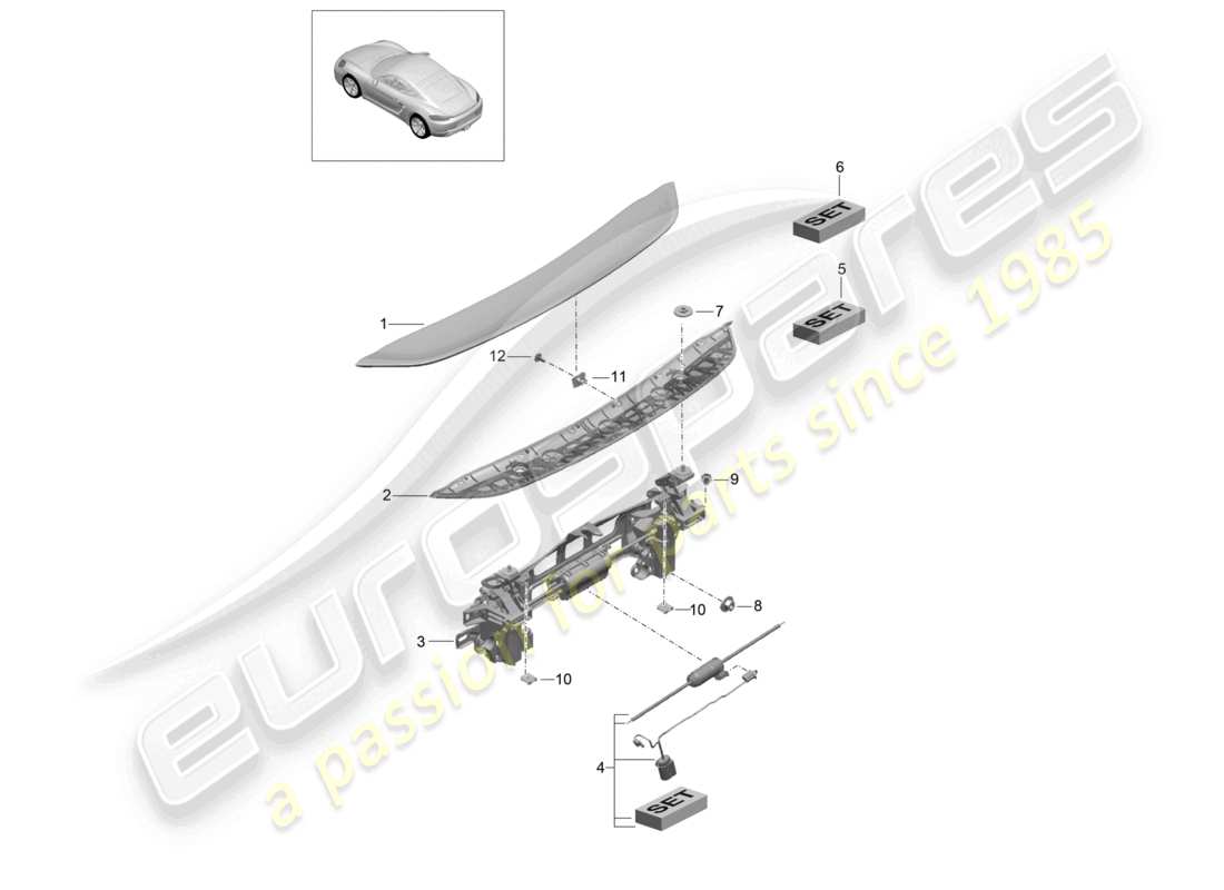 porsche 2021 (718 cayman) heckspoiler teilediagramm
